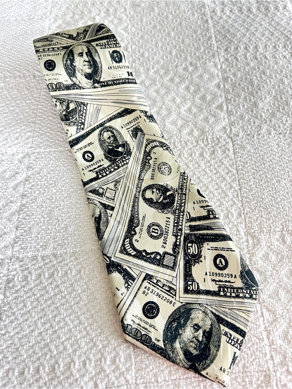 Novelty Money Print Tie Dollar Bills Banker Finance Funny Necktie